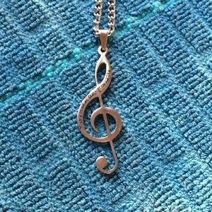 Sterling Silver Treble Clef Musical Necklace